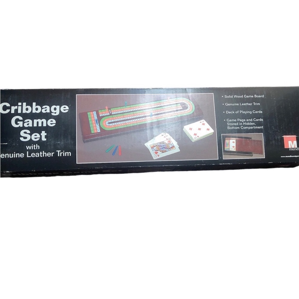 MUNDI Cribbage Game Set with Genuine Leather Trim Complete